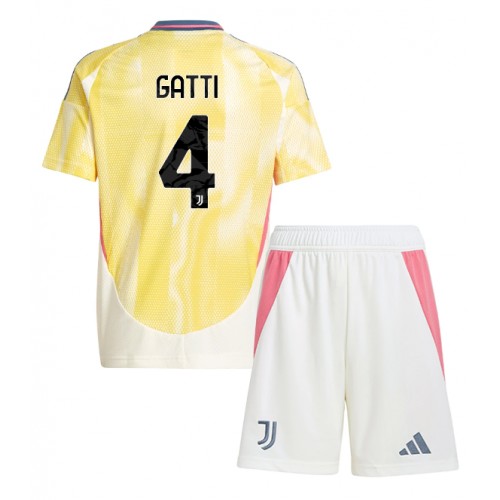 Fotballdrakt Barn Juventus Federico Gatti #4 Bortedraktsett 2024-25 Kortermet (+ Korte bukser)